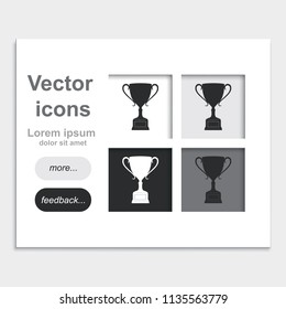 Sporting trophy or winner cup placed on web page template flat vector icon.