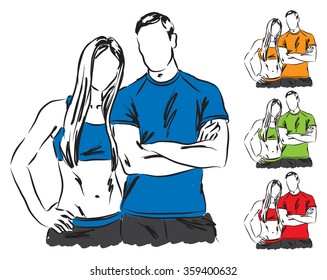 sportive couple illustration