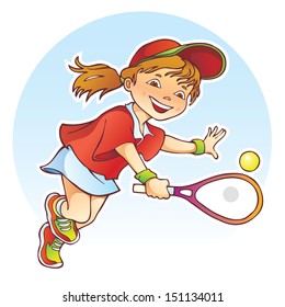 Sportive girl playing tennis