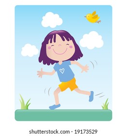 sportive little girl exercising outdoor. Educational vector series- see more in my portfolio