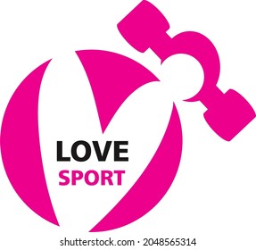 Sportive logo - heart, hand and dumbbell