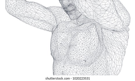 sportive male torso. healthy body. vector illustration