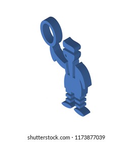 Sportive man playing with a ball isometric left top view 3D icon