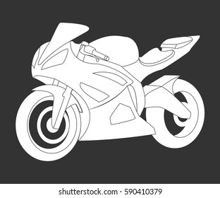 The sportive motorcycle isolated on black vector illustration.