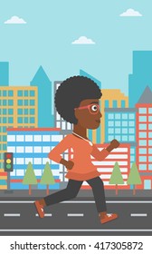 Sportive woman jogging.
