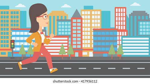 Sportive woman jogging.