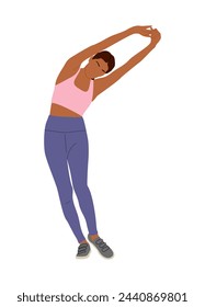 Sportive young woman doing fitness exercise vector