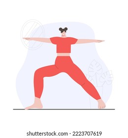 Sportive young woman doing yoga and fitness exercises. Healthy lifestyle. Woman demonstrating yoga positions.