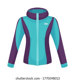 Sportive Zippered Track Jacket with Long Sleeves Vector Illustration