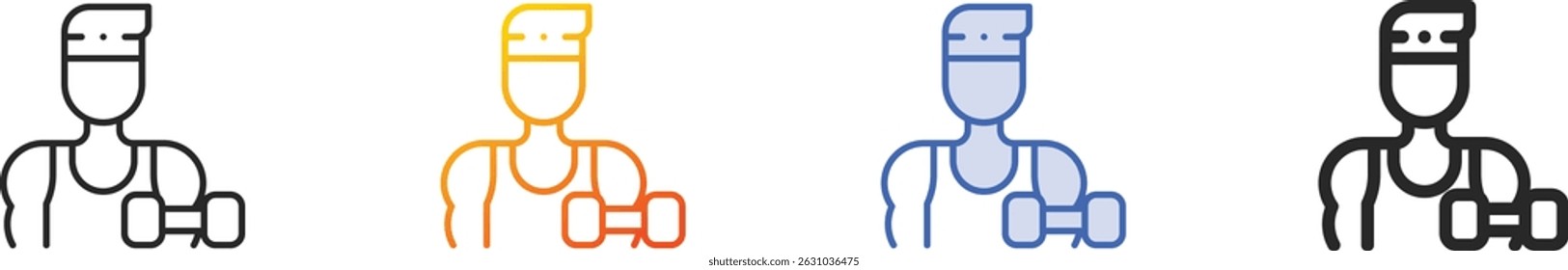 sportman icon.Thin Linear, Gradient, Blue Stroke and bold Style Design Isolated On White Background