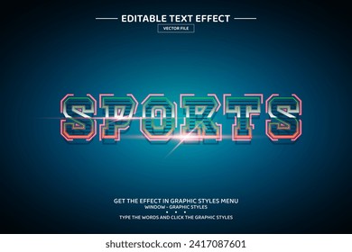 Plantilla de efecto de texto editable 3D para deportes