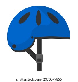 Sports accessories and clothes for safety on road, isolated helmet with rubber band for adjusting and fixing. Headwear for bikers, protective piece of uniform or costume. Vector in flat style