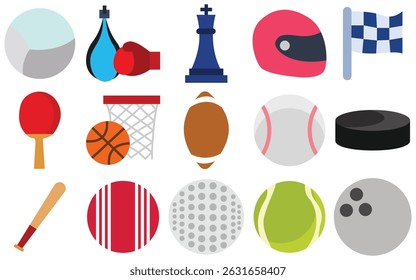 Sports accessories Icons Set – Football, Referee, Stadium, Goal, Fans, Team – Vector Illustration