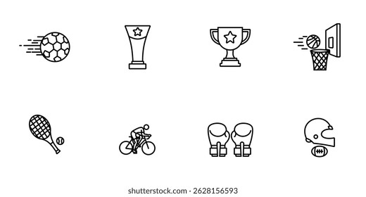 Sports and achievements line icon set.