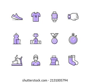 Sports achievements - modern line design style icons set