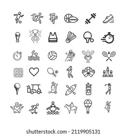 Sports action line icon. Sport icons. Vector illustration. Football. Basketball. Premier League. NBA. Champions League