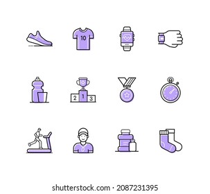 Sports activities - colorful line design style icons set