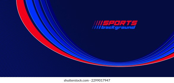 Sports activities games and racing vector linear background in 3D perspective rotation, dark red and blue dynamic layout with lines like a road or race.