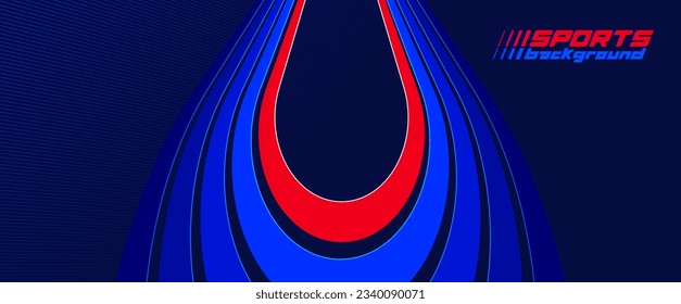 Sports activities games and racing vector linear background in 3D perspective rotation, dark red and blue dynamic layout with lines like a road or race.