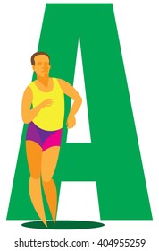 Sports alphabet. Athletics.Letter A