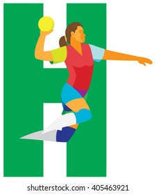 sports alphabet. Letter H. Handball