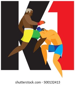 Sports alphabet. Letter K. Kickboxing K1