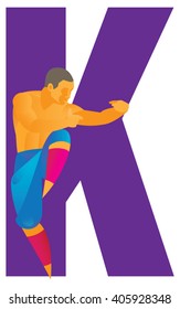 Sports alphabet. Letter K. Kung Fu