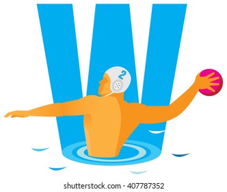 Sports alphabet. Letter W. Water polo