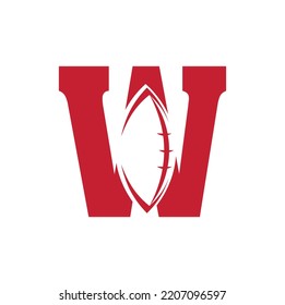 Sports American Football badge logo vector - Rugby logo with letter W