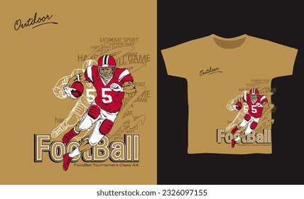 Sports American football player in action, vector illustration