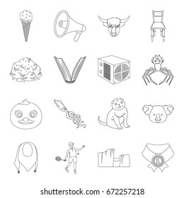 sports, animal, education and other web icon in outline style. medicine, library, nature icons in set collection.