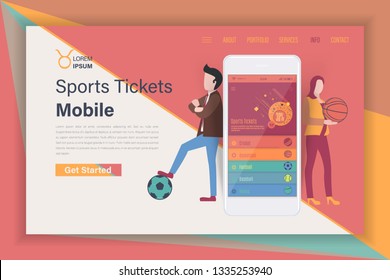 Sports Apps Theme Landing Page Vector Illustration. Modern Website Template