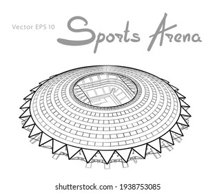 Sports arena. Hand drawn sketch vector illustration