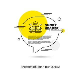 Sports arena line icon. Speech bubble vector concept. Stadium with flags sign. Sport complex symbol. Sports arena line icon. Abstract bubble balloon badge. Vector