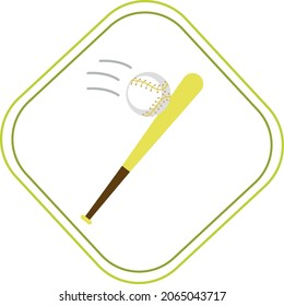 sports articles. baseball bat. vector image white background.