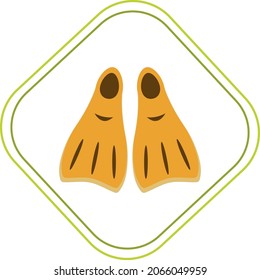 sports articles. diving fins. vector image white background.