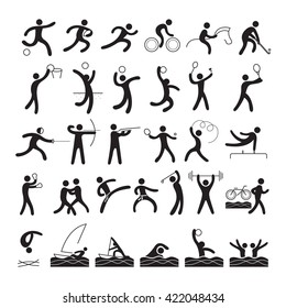 Sports Athletes, Symbol Set, Games, Action, Exercise