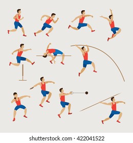 Sports Athletes, Track and Field, Men Set, Games, Action, Exercise