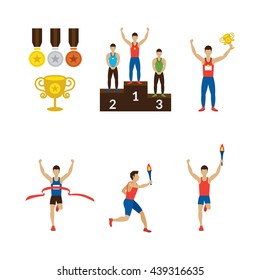 Sports Athletes Winner, Torch Runner, Champion, Goal, Medal, Trophy, Games