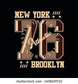 Sports, athletic, numbers, New York lettering tee, element, vintage. graphic t shirt print vector illustration design.