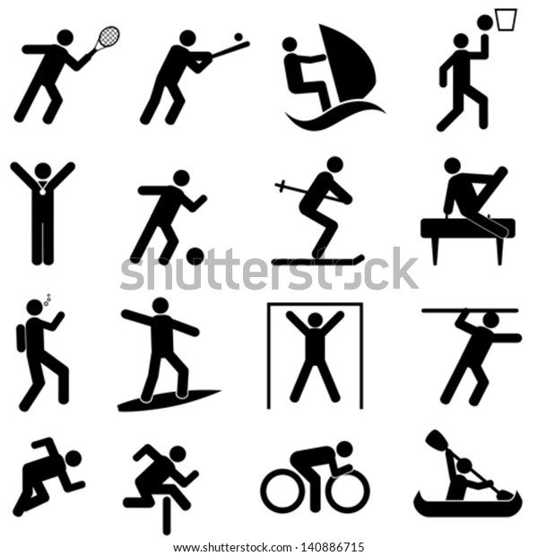 Sports Athletics Icon Set Stock Vector (royalty Free) 140886715