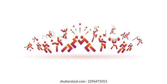 Sports, Athletics players for World Athletics Day concept. Sports day holiday backgraund. Collection of various sports players and activities. vector illustration