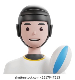 Sports avatar 3d icon render clipart.