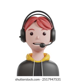 Clipart de renderizado de iconos 3d de avatar deportivo.