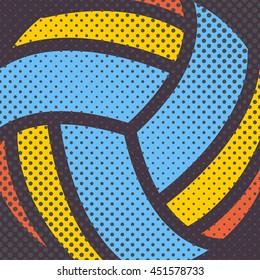 Sports background Ball for the game of volleyball, halftone effect and a place for you to text, vector illustration.