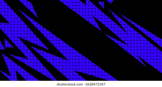 sports background, banner design in blue and black with pointed shapes and empty space	
