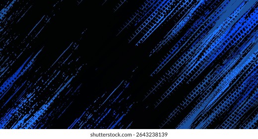 sports background, banner design in blue and black with pointed shapes and empty space. brush stroke modern grunge