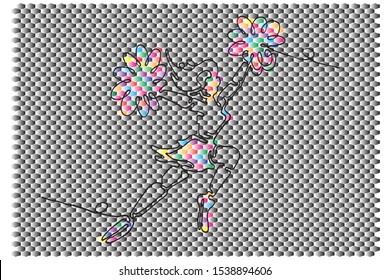 Sports Background. Cheerleader, Dancing girl, Logo, Icon, Exercise, Symbol, Silhouette.Vector illustration.