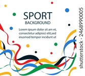 Sports background with colorful wavy stripes. Abstract colorful background with waves