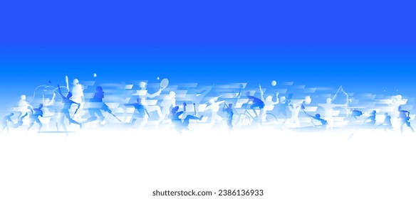 Sports background design with abstract modern template. Vector illustration of sport players in different activities. 